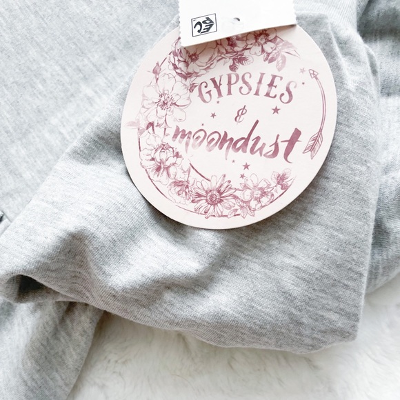 NWT-GYPSIES & MOONDUST Grey Peplum Light Hooded Sweatshirt - Picture 8 of 10